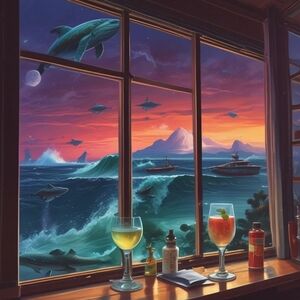 Surreal Ocean View Art Print